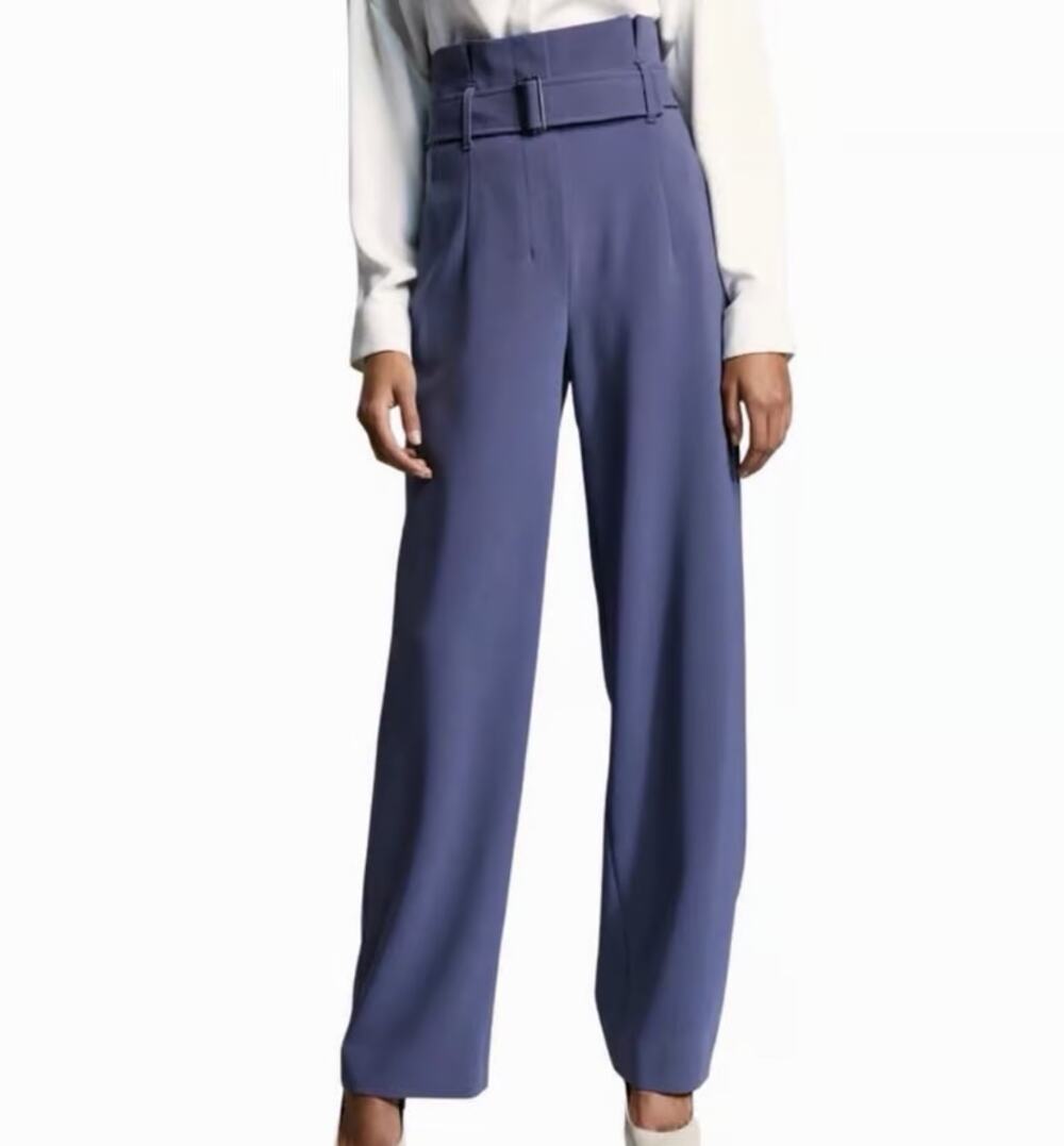 Aritzia Babaton Power Pant High Waist Belted Wide Leg Trousers Dive Blue Size 4